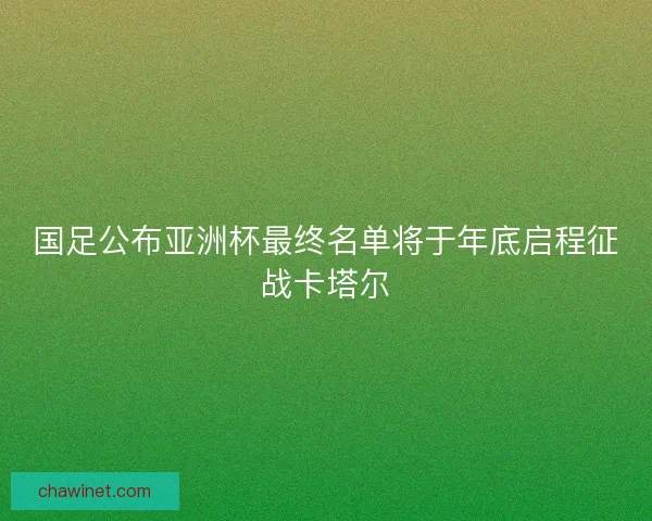 国足公布亚洲杯最终名单将于年底启程征战卡塔尔