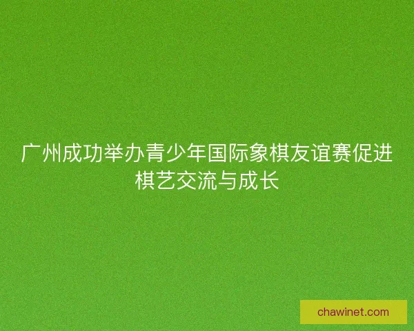 广州成功举办青少年国际象棋友谊赛促进棋艺交流与成长